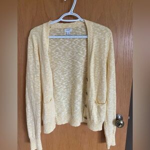 J. Crew Light Yellow Marled Open-Front Cardigan
